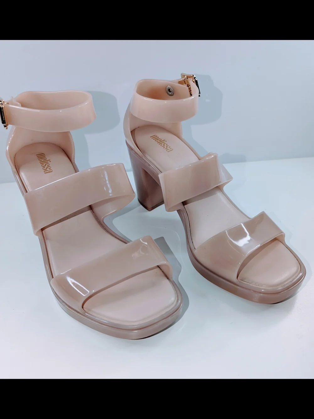 Melissa Model Strappy Block Heel Sandal Light Pink Jelly Woman's Size 7